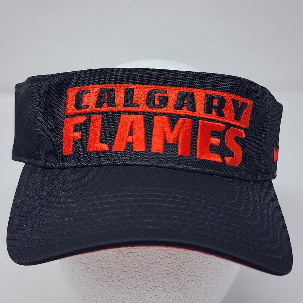Reebok Calgary Flames Visor OSFM NHL Face Off Headwear Nylon Blend Black Red